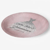 ピンクシルバーダイヤモンドスパークルガウンキンセアニェラ ペーパープレート (アングル)