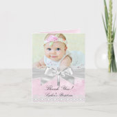 ピンクシルバーダマスクボウバプテスマサンキューカード サンキューカード (正面)