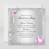 ピンクシルバーハイヒールシューズバチェロレッテ 招待状 (裏面)