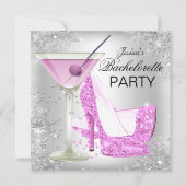 ピンクシルバーハイヒールシューズバチェロレッテ 招待状 (正面)