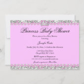 ピンクシルバーハイヒールプリンセスベビーシャワーティアラ 招待状 (裏面)
