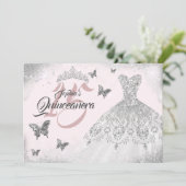 ピンクシルバーバタフライスパークルドレスキンセアニェラ 招待状 (スタンド正面)