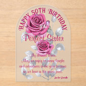 ピンクシルバーバラパーフェクトシスターアクリル誕生日 アクリル招待状 (正面)