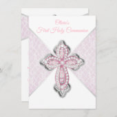 ピンクシルバーファースト招待状 招待状 (正面/裏面)