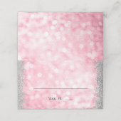 ピンクシルバーフェイクグリッターライト折り畳み プレイスカード (外部開封)