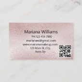 ピンクシルバーフォイルqrコードメイクアーティスト 名刺 (裏面)