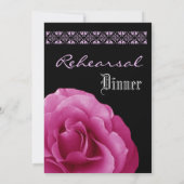 ピンクシルバーブラックバラリハーサルディナー招待状 招待状 (裏面)