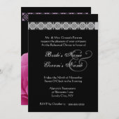 ピンクシルバーブラックバラリハーサルディナー招待状 招待状 (正面/裏面)