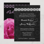 ピンクシルバーブラックバラリハーサルディナー 招待状 (正面/裏面)