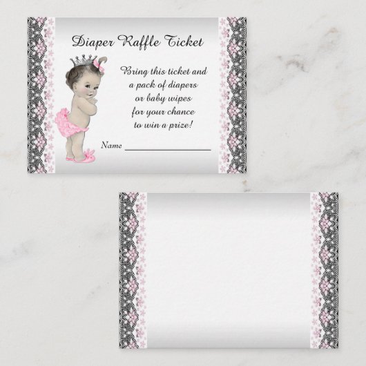 ピンクシルバープリンセスおむつラッフルチケット エンクロージャーカード (正面/裏面)