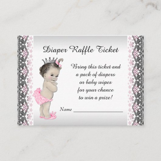 ピンクシルバープリンセスおむつラッフルチケット エンクロージャーカード (正面)