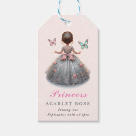 ピンクシルバープリンセスガウンおとぎ話の誕生日パーティー ギフトタグ