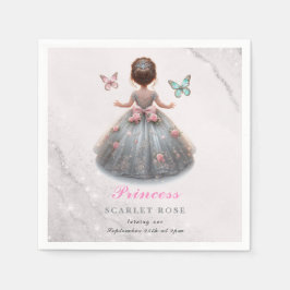 ピンクシルバープリンセスガウンおとぎ話の誕生日パーティー スタンダードカクテルナプキン