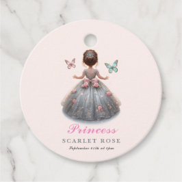 ピンクシルバープリンセスガウンおとぎ話の誕生日パーティー フェイバータグ