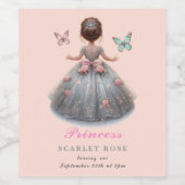 ピンクシルバープリンセスガウンおとぎ話の誕生日パーティー ワインラベル (シングルラベル)