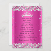 ピンクシルバープリンセスティアラベビーシャワー招待状 招待状 (裏面)