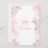 ピンクシルバープリンセスバースデーガールの招待 招待状 (裏面)