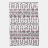 ピンクシルバーホワイトフローラキッチンタオル キッチンタオル (縦)