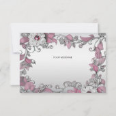 ピンクシルバーホワイトフローラサンキューカード サンキューカード (裏面)