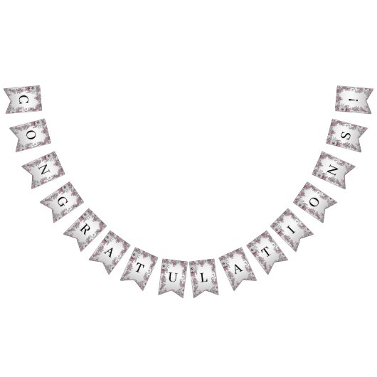 ピンクシルバーホワイトフローラバンティング国旗 バンティングフラッグ (全)