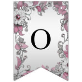 ピンクシルバーホワイトフローラバンティング国旗 バンティングフラッグ (第2の旗)