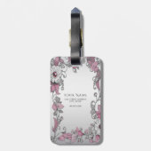ピンクシルバーホワイトフローララゲージタグ ラゲッジタグ (裏面縦)