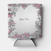 ピンクシルバーホワイトフローラ優先クーラーボックス 缶クーラー (正面)