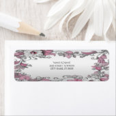 ピンクシルバーホワイトフローラ差出人住所ラベル ラベル (インサイチュ)