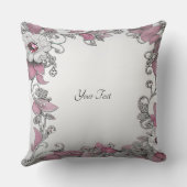 ピンクシルバーホワイトフローラ装飾用クッション クッション (裏面)