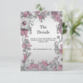 ピンクシルバーホワイトフローラ詳細エンクロージャカード エンクロージャーカード (スタンド正面)