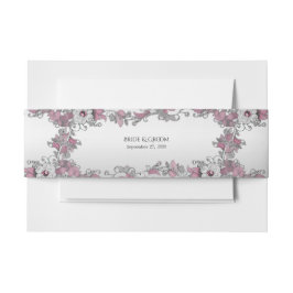 ピンクシルバーホワイトフローラ 招待状ベリーバンド