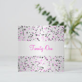 ピンクシルバーホワイトブラックラブハート21歳 招待状 (スタンド正面)