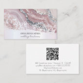 *~*ピンクシルバーホワイト華美QRゲートAP66 Luxe 名刺 (正面/裏面)