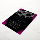 ピンクシルバーマスカレードマスクスターキンセアニェラ 箔招待状 (回転した状態)