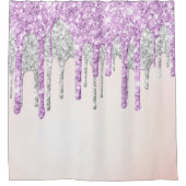 *~*ピンクシルバーマゼンタドリップドリップグリッターAP7 シャワーカーテン (正面)