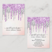 *~*ピンクシルバーマゼンタドリップドリップグリッターAP7 名刺 (正面/裏面)