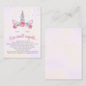 ピンクシルバーユニコーン顔がブックカードを持参 エンクロージャーカード (正面/裏面)