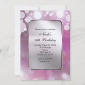 ピンクシルバーライツグラムバースデーパーティ招待状 招待状 (正面)