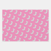 ピンクシルバーレターJ ラッピングペーパーシート (正面)