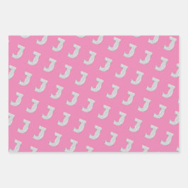 ピンクシルバーレターJ ラッピングペーパーシート