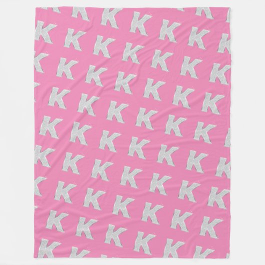 ピンクシルバーレターK フリースブランケット (正面)