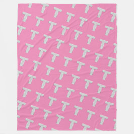 ピンクシルバーレターT フリースブランケット