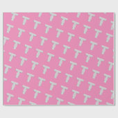 ピンクシルバーレターT ラッピングペーパー (フラット)