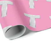 ピンクシルバーレターT ラッピングペーパー (ロールコーナー)
