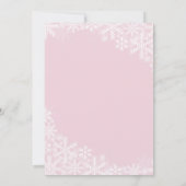 ピンクシルバー小さなスノーフレーク赤ちゃんシャワーカード 招待状 (裏面)