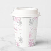 ピンクシルバー小さな雪片の赤ちゃんシャワー 紙コップ (右)