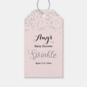 ピンクシルバー散水赤ちゃんシャワーギフトラベル ギフトタグ (正面)