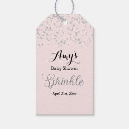 ピンクシルバー散水赤ちゃんシャワーギフトラベル ギフトタグ