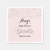 ピンクシルバー散水赤ちゃんシャワーナプキン スタンダードカクテルナプキン (正面)