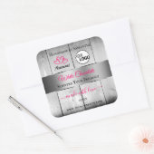 ピンクシルバー白木目の製品ラベルのロゴ スクエアシール (封筒)